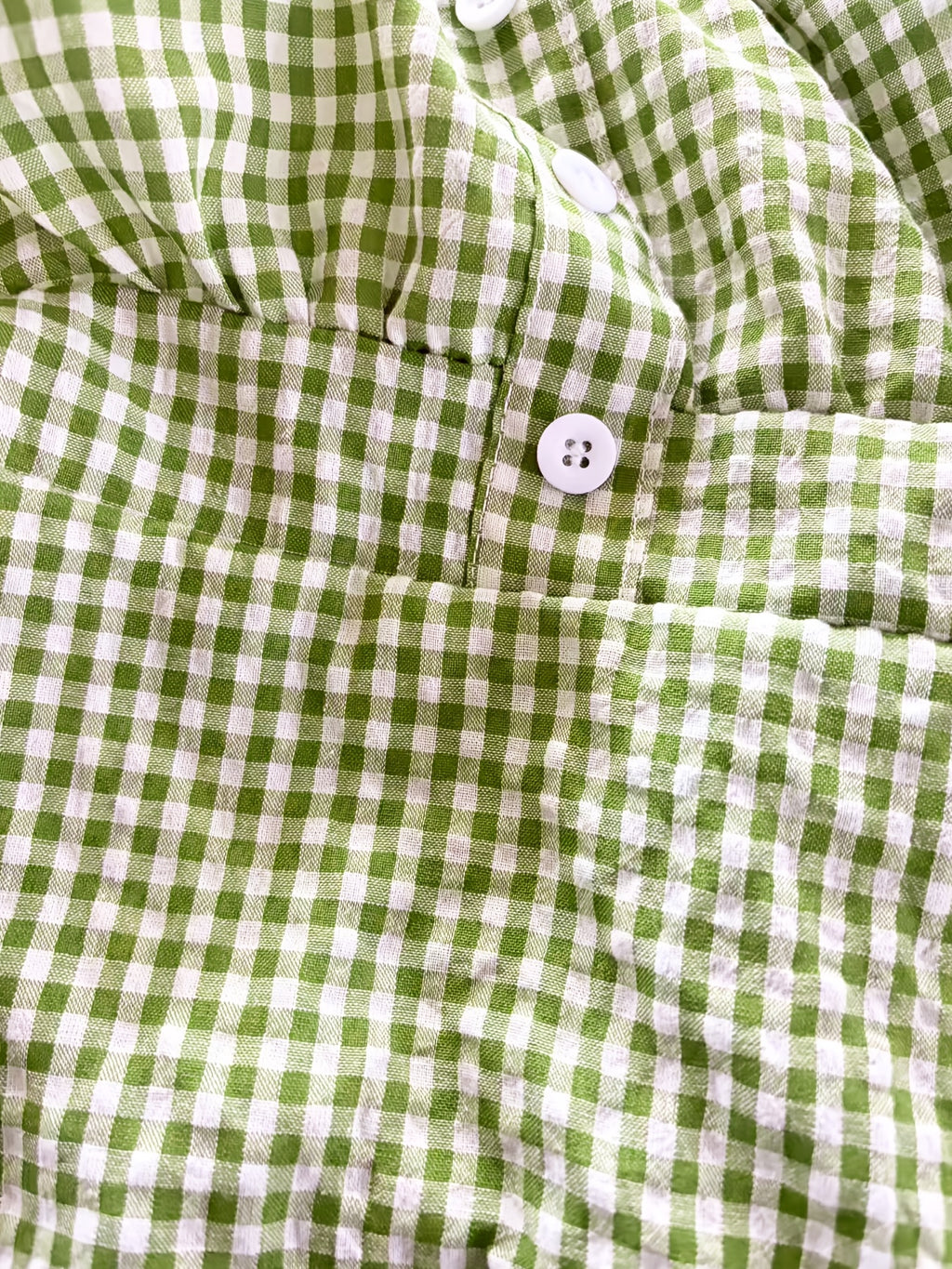 Women's Plaid Button Lace Trim Spliced Spaghetti Strap Top - Green
