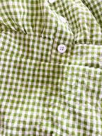 Women's Plaid Button Lace Trim Spliced Spaghetti Strap Top - Green