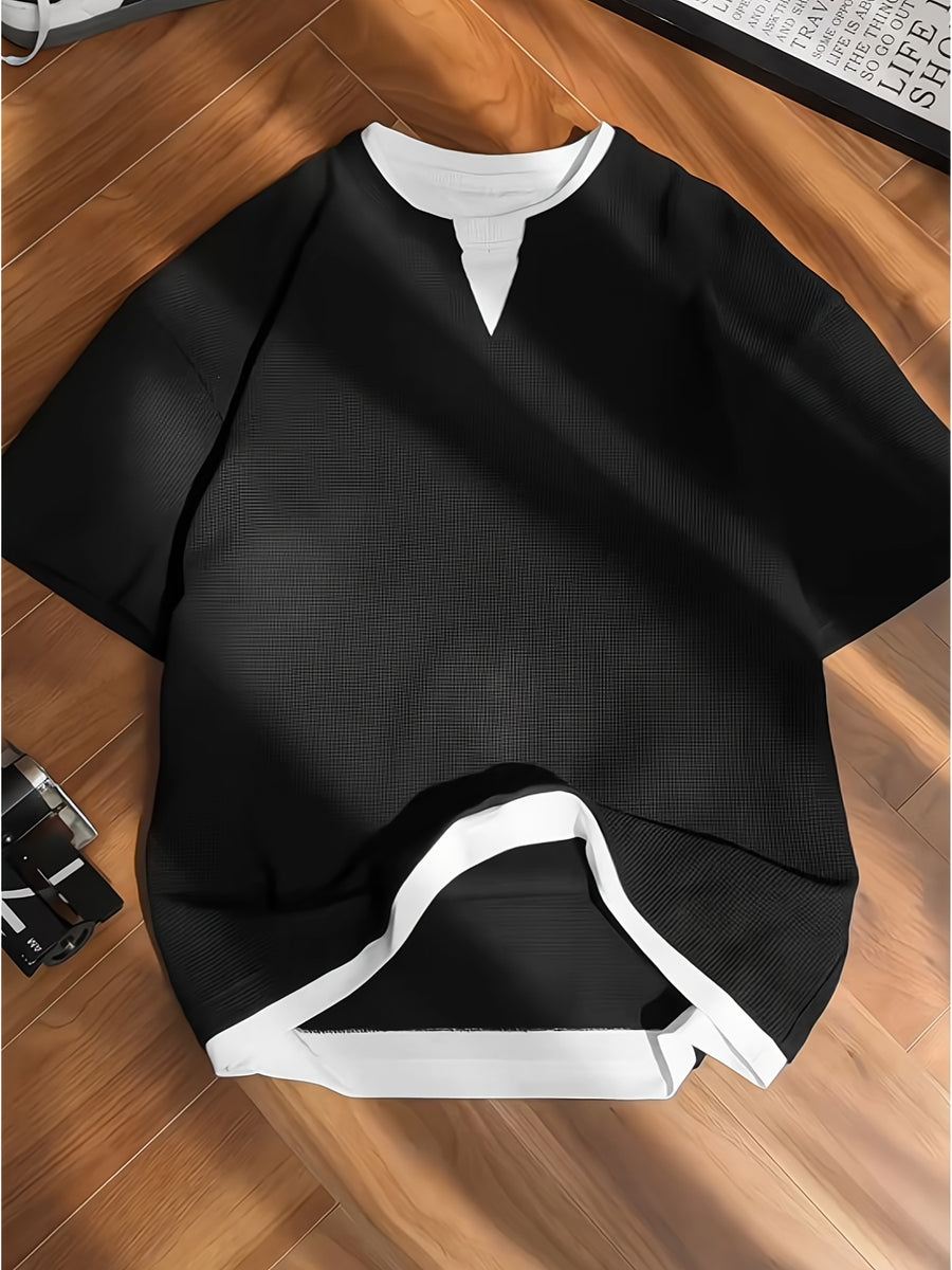 Josh Mei's Selected 2-in-1 Look Casual T-shirt - Black