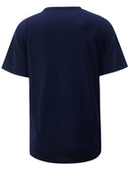 Men's Round-neck Short-sleeve Printed Top with a Black and White Vintage Canvas Shoe Pattern Design, Featuring a Simple Street-style Trend, Suitable for Daily Casual and Sportswear Outfits - Navy Color