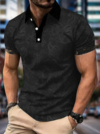 [Print Design-Not Texture] Men'S Summer Fashion Casual Short Sleeve, Button-Up Collar Polo, Floral Pattern Print Collar Top for Daily Wear, Easy And Comfortable - Mixed colors