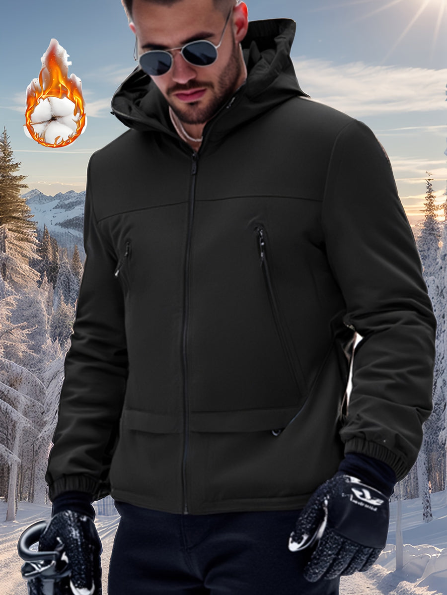 2025 New Heavy Jacket Autumn Winter Thick Warm Direction Very Thick Coat Men'S Fashion Hooded Cold-Proof Jacket Multi-Pocket Outdoor Activity Top in Stock - Black