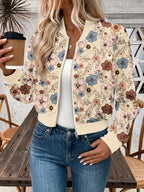 Women's New Leopard Print Ribbed Cuff Zip-Up Lightweight Casual Jacket, Fashionable and Elegant Commuter Vacation Outerwear for Daily Wear in Spring, Summer, and Autumn - Multicolor