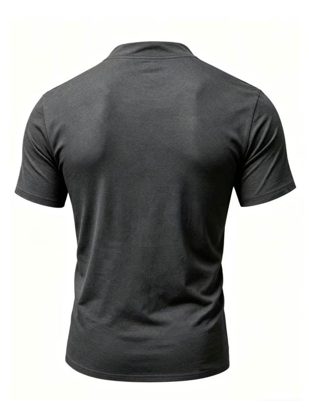 Summer Men'S Fashion Lace-Up Henley Short Sleeve Print T-Shirt, Mandarin Collar Top, Fitness Workout Training Short Sleeve - Dark Gray