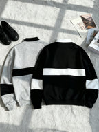 [2-Pc] Men'S Stand Collar Button-Front Polo Sweatshirt, Easy Color-Block Button Casual Pullover, Warm Daily Office Fluffy Long Sleeve Casual Polo Sweatshirt, Suitable for Fall Winter Outfit, Fleece-Lined Thickened, Ideal Gift for Friends, Husband - Gray Black