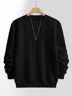 2pcs Men's Trendy Fashion Crew Neck Sweatshirt, Casual Streetwear Sweatshirt, Simple Style Long Sleeve T-Shirt, Sporty Long Sleeve Sweatshirt, Men's Casual Apparel - White+black