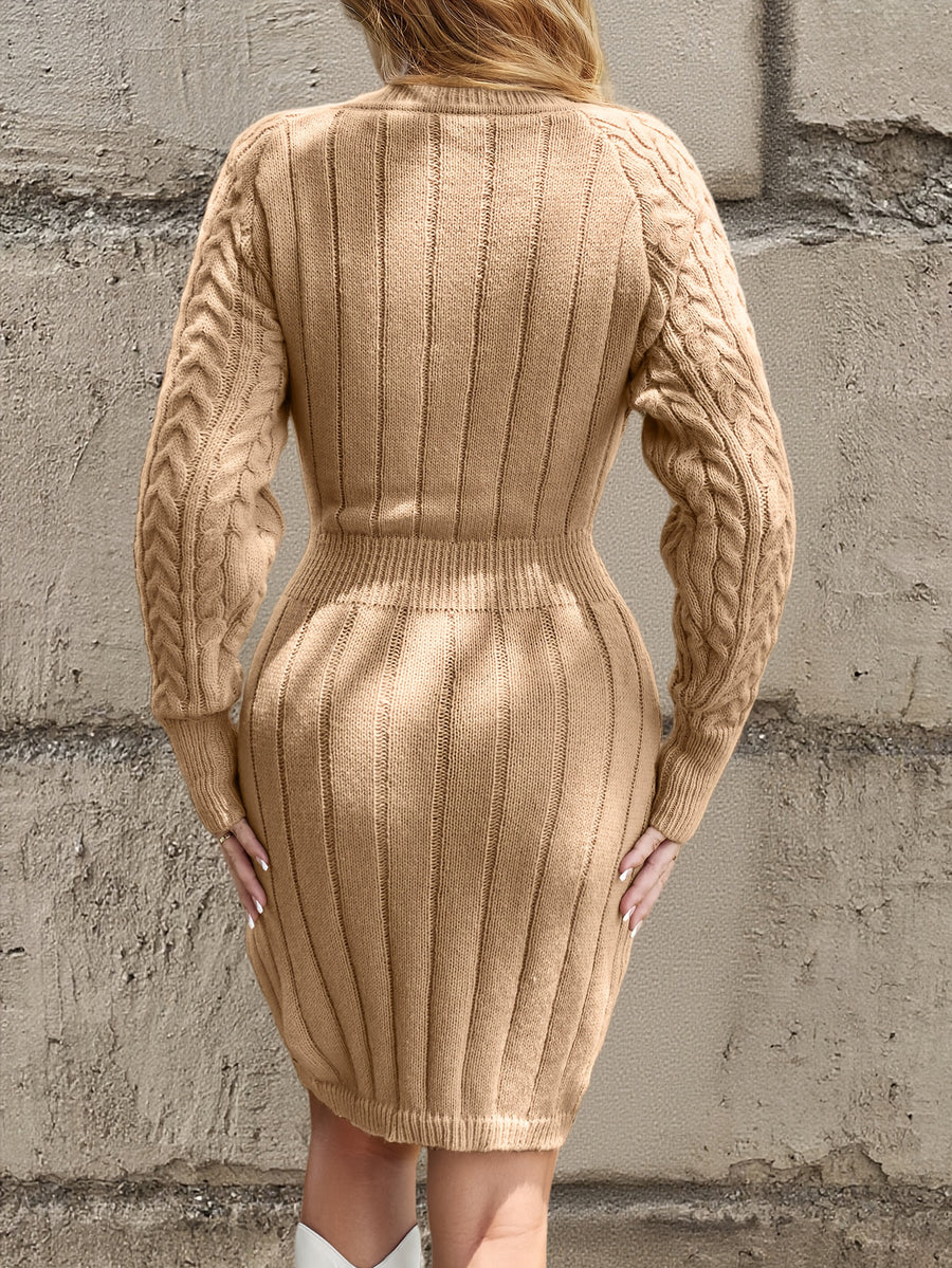 Chunky Women'S Sweater Dress - Khaki