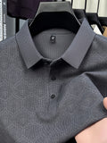 Summer Short Sleeve Men'S Print T-Shirt, Basic Style Versatile Commuter Top, Casual Men'S Athletic Wear, Golf Tennis Training Outfit, Men'S Office Commute Attire, Middle-Aged Men'S Outdoor Clothing - Grey