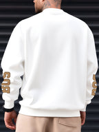 New Men's Crewneck Sweatshirt, Street Style with City Name Letter Print for a Trendy Look - White