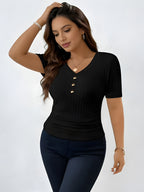 European and American Women's Fashion T-Shirt - Black