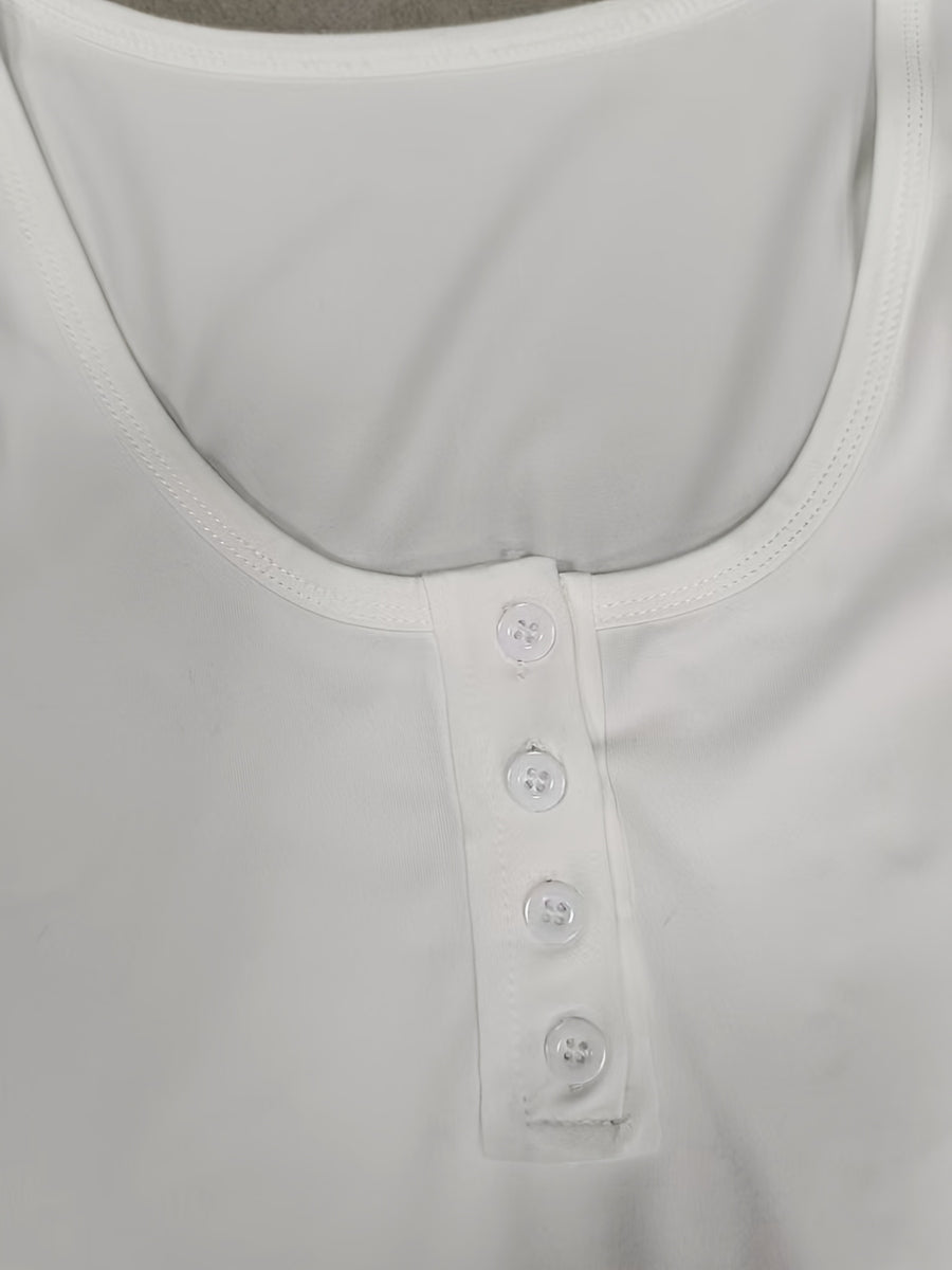 Button Off-the-Should Long Sleeve - White