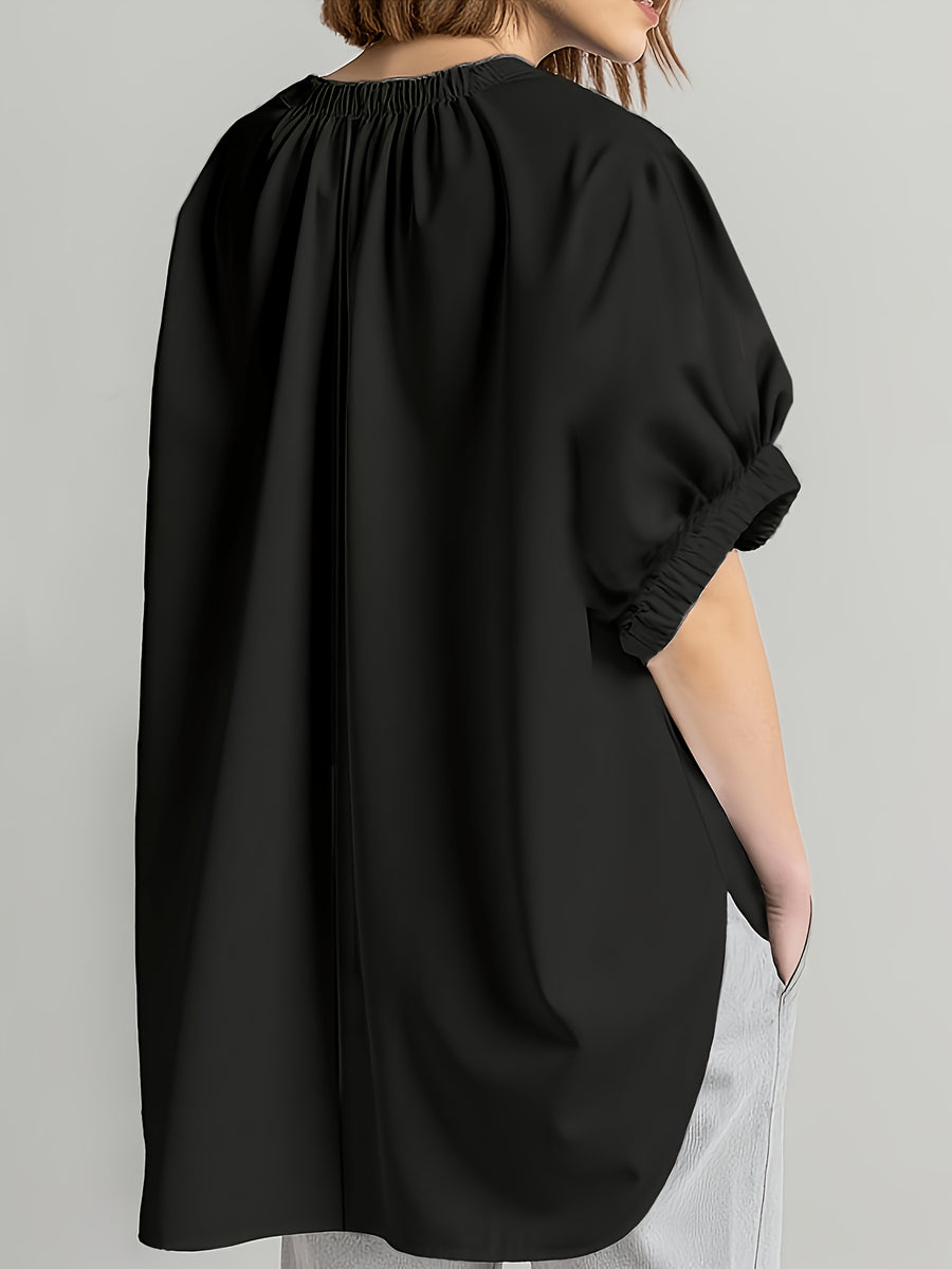 Gentle And Easy, Loose Short Sleeves, Comfortable And, Lazy Style T-Shirt - Black