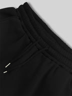 Women's Fashion Casual Summer Vacation Style Printed Hoodie Sweatshirt and Joggers Set - Black