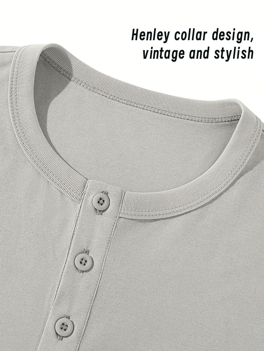 (Set of Two) JEANSWEST Men'S Long-Sleeve Henley Shirts for Spring And Fall - Black + Gray Apricot