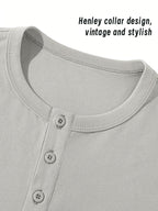 (Set of Two) JEANSWEST Men'S Long-Sleeve Henley Shirts for Spring And Fall - Black + Gray Apricot
