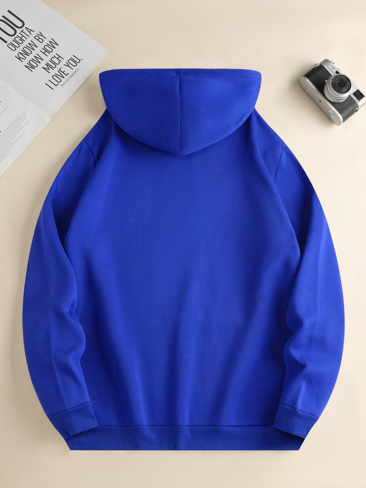 Men'S Fashion Hoodie, Loose Fit Casual Top, Print with "Astronaut" Lettering Print Pattern, Long-Sleeved Sweatshirt with Kangaroo Pocket, Casual Polyester Knit Fabric, Machine Washable Suitable for Outdoor Leisure Wear - Klein Blue