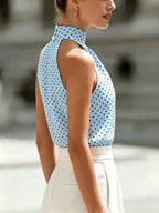 Polka Dot Halter Neck Tank Top, Sleeveless Inner/Outer Wear for Women, Summer Apparel - Mixed Color 1