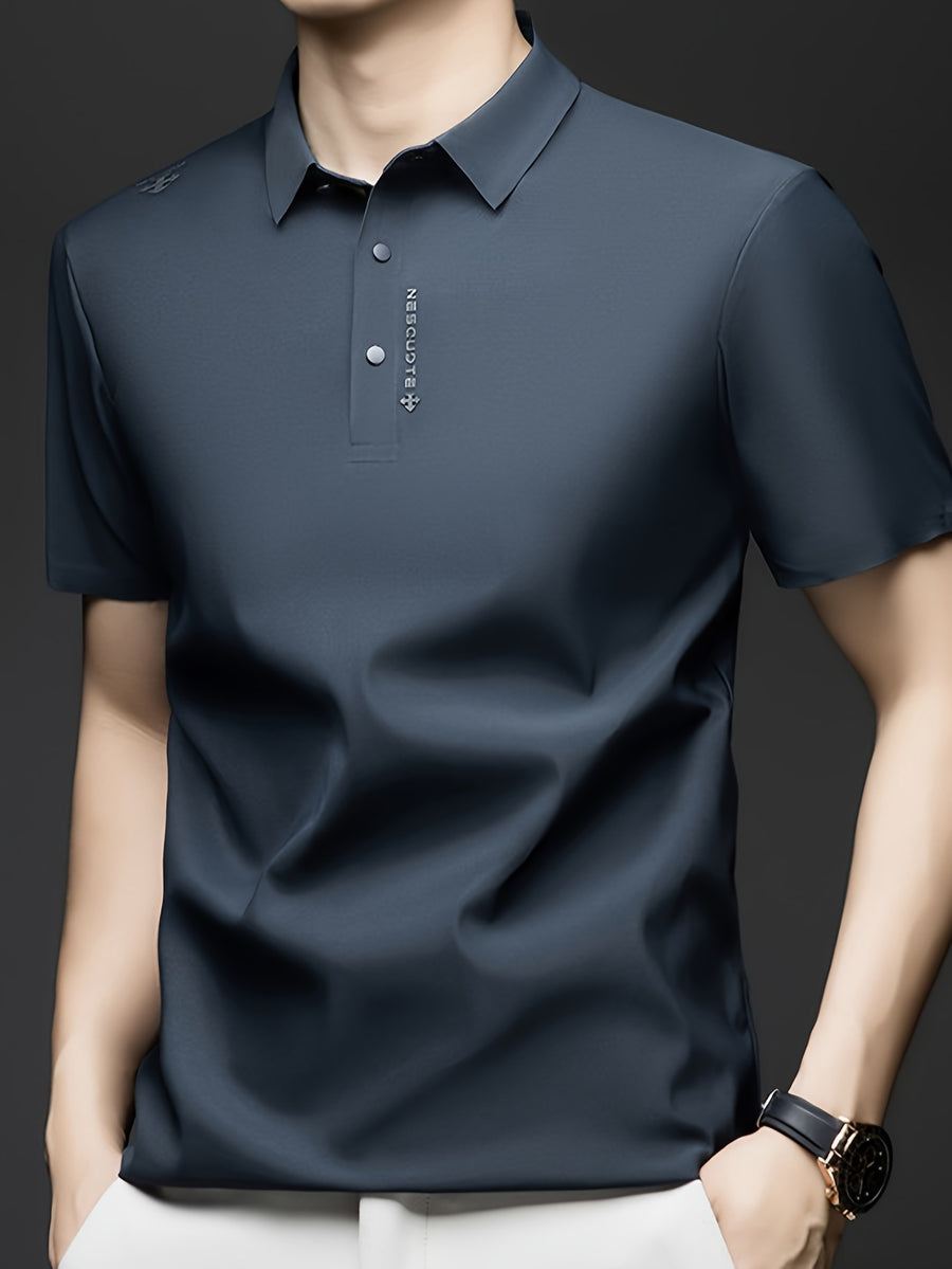 Men'S Summer Short Sleeve Polo Shirt, 3D Structured Collar, Durable And Non-Collapsing, Neckline And Shoulder Line Shaping, Moisture Wicking And Breathable, Non-Sweaty for Long Sitting - SINBOS - Dark Gray
