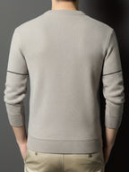 New Winter Men's Sweater, Crew Neck, Thickened and Warm, Men's Winter Clothing, Fashionable, Casual, and Comfortable Pullover Knitwear, Men's Winter -Lined Sweater, Men's Apparel with Letter Chest Logo, Winter Gift for Men - Off-white
