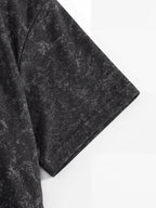 Easy Letter Short Sleeve Men'S Washed Distressed T-Shirt, High Street Style Versatile Top - Black