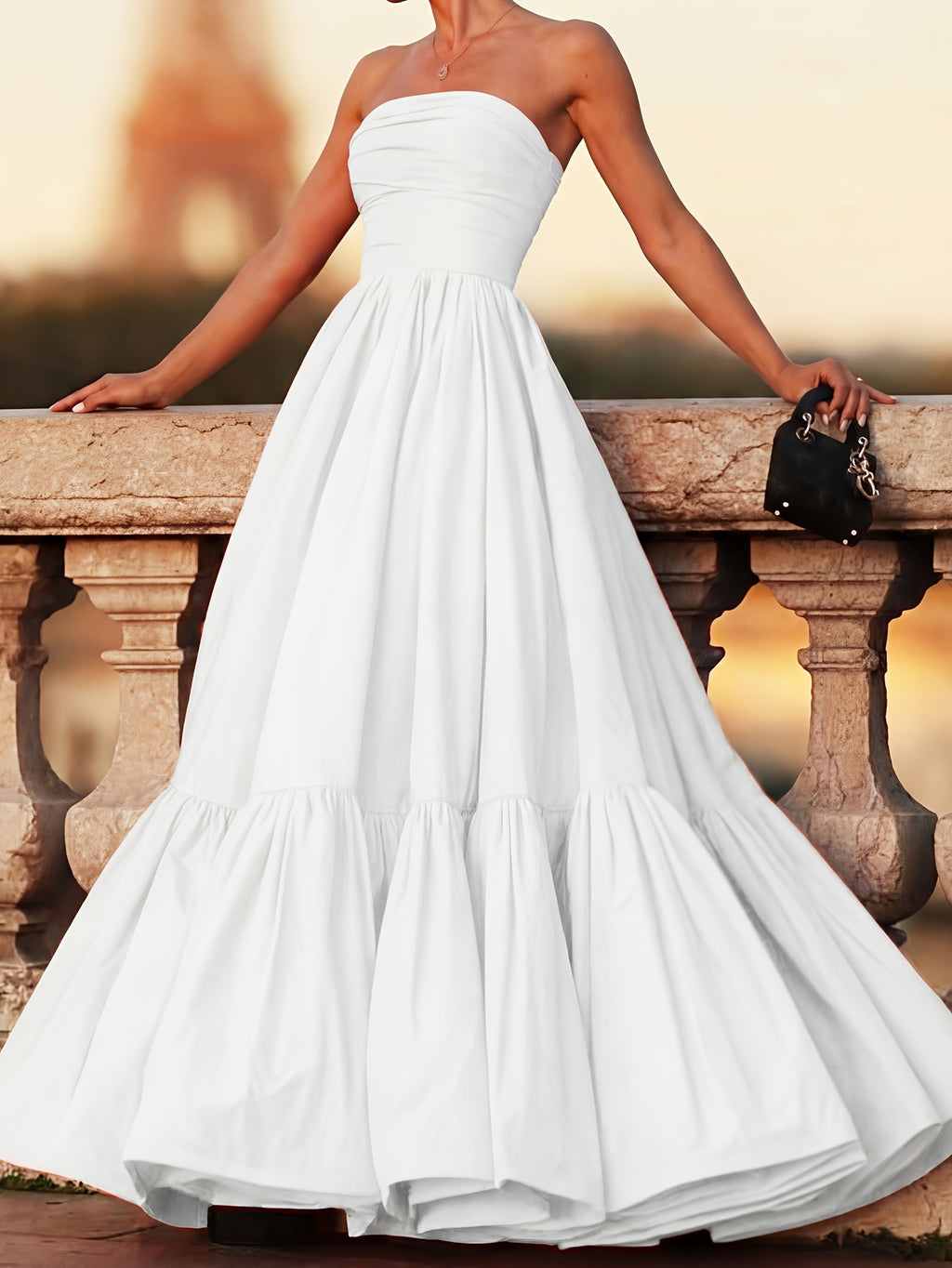 Women'S Off-Shoulder Gown - Solid Color Party Elegant Long Dress for Wedding, Bridesmaid, Formal Evening Gown - Milky