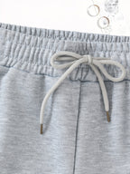 3pcs Women's Elegant Casual Jogger Shorts - English Letter Print, Drawstring Loose Fit Summer Vacation Pants, Machine Washable - Black+gray+pink