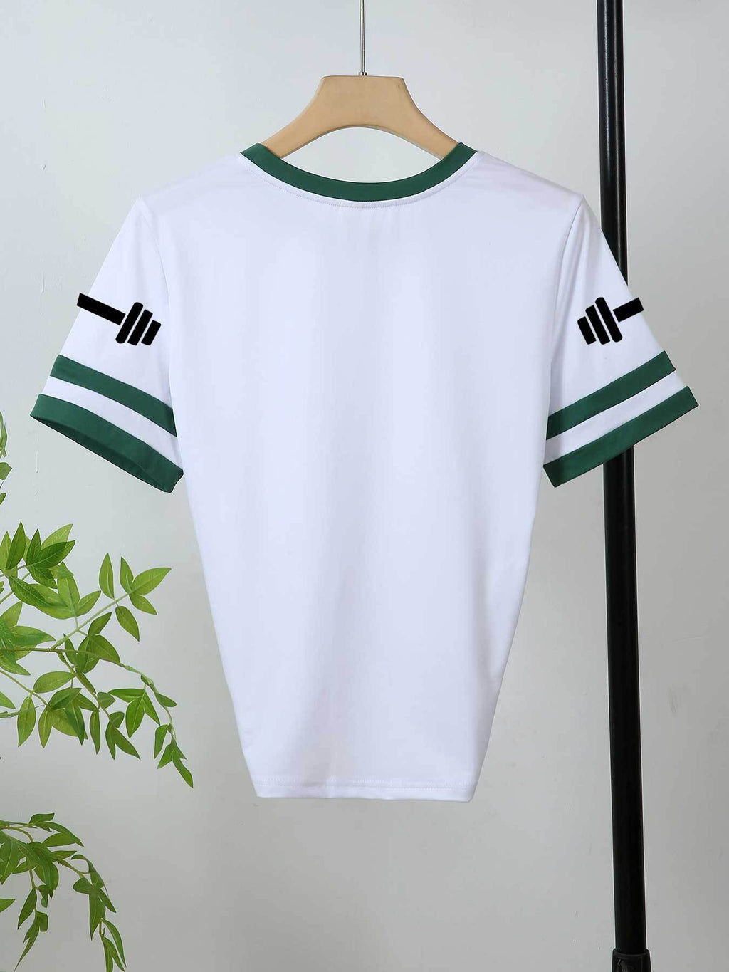 20pcs Women's Colorblock T-Shirt Single Piece, Hand-Drawn Line Art Couple Holding Hands with Heart Print, Colorblock Summer  Sleeve Crew Neck Short Sleeve T-Shirt - Breathable Crew Neck Casual Sport Top, Loose Fit Spring Festival Trendy Apparel - Green + White