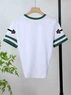 20pcs Women's Colorblock T-Shirt Single Piece, Hand-Drawn Line Art Couple Holding Hands with Heart Print, Colorblock Summer  Sleeve Crew Neck Short Sleeve T-Shirt - Breathable Crew Neck Casual Sport Top, Loose Fit Spring Festival Trendy Apparel - Green + White