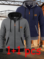 2pcs Men'S Fashion Hoodie Set, Autumn Winter Casual Versatile Long Sleeve with Hood, Multi-Color Available, Ideal for Holiday Gifts - Gray Blue