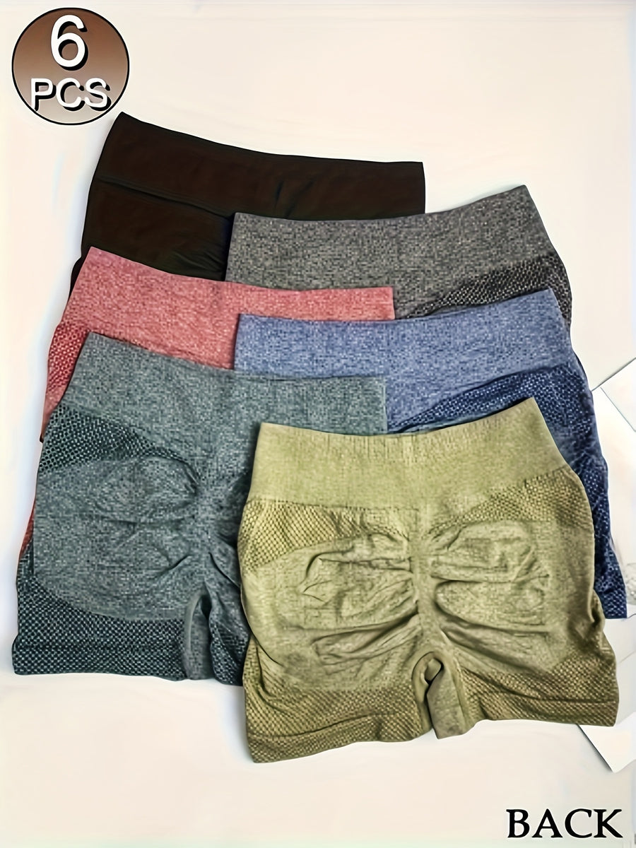 6pcs Women's Casual Fitted S Shorts, Knee-Length Pants for,, and Everyday Versatility - Mixed colors