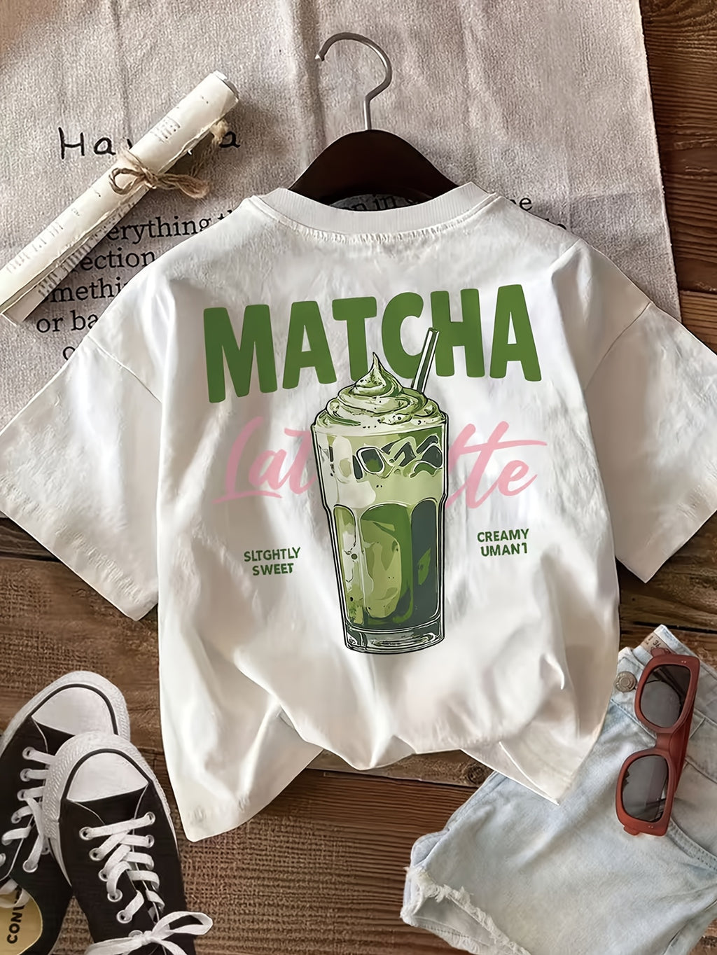 Graphic Print T-Shirt, Short Sleeve Crew Neck Casual Top, Summer And Spring Wear, Women'S Clothing - White