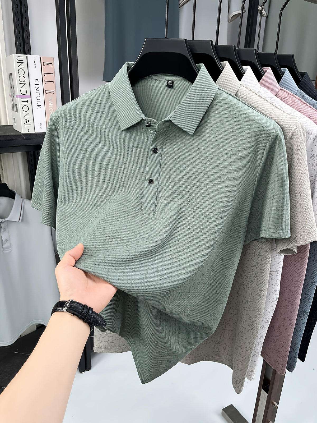 Men'S Summer Polo Shirt, Short Sleeve Button-Up Golf T-Shirt, Soft Comfortable Breathable Slim Fit Business Casual Daily Top, Men'S Short Sleeve Sweatshirt, Commute Versatile Men'S Gift - Light Green