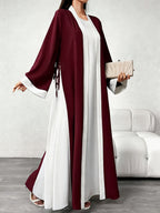 Middle Eastern Muslim Lady's Elegant and Casual Cardigan Robe Loose Abayas Robe as a Fashionable and Casual Commuting Coat Ladies' Robes for Ramadan Eid Al-Fitr Eid Al-Gahur Festival - Burgundy