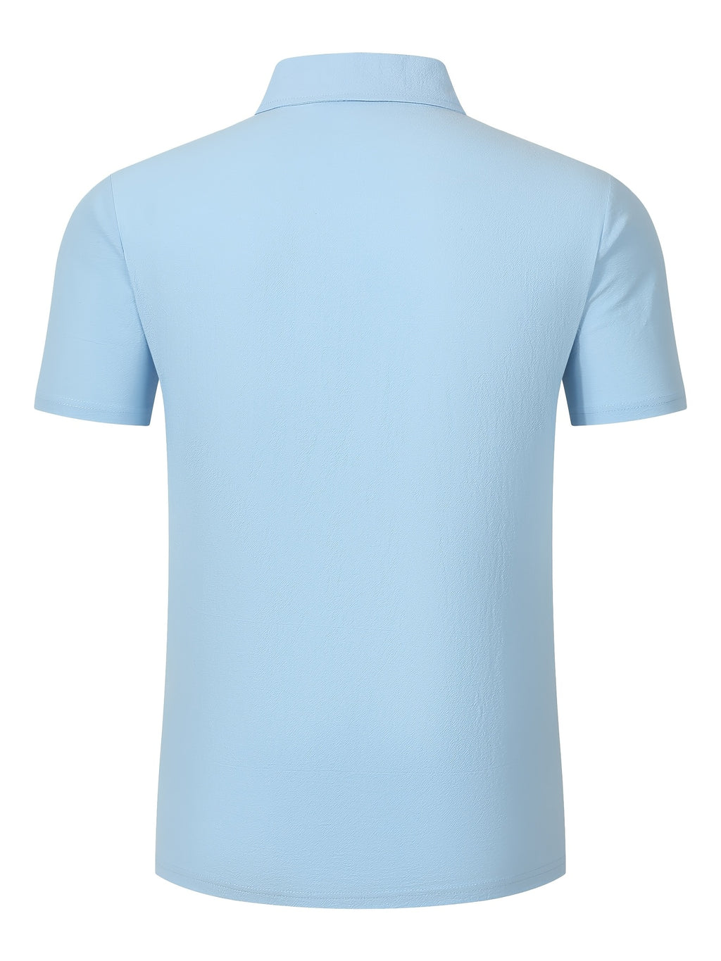 Men'S Solid Short Sleeve Polo Shirt, Slim Fit Lapel Business Casual Solid Top, Summer Easy Fashion Men'S Wear for Pool Parties, Beach Vacations, Ideal Gift for Beachwear, Daily Commute, Casual Lazy Style - Sky Blue