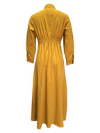 Fashion Women'S Classic Stand-Up Collar Single-Breasted Dress Elegant Ruffled Patchwork Long-Sleeved Dress Long Spring And Autumn 12010 - Yellow