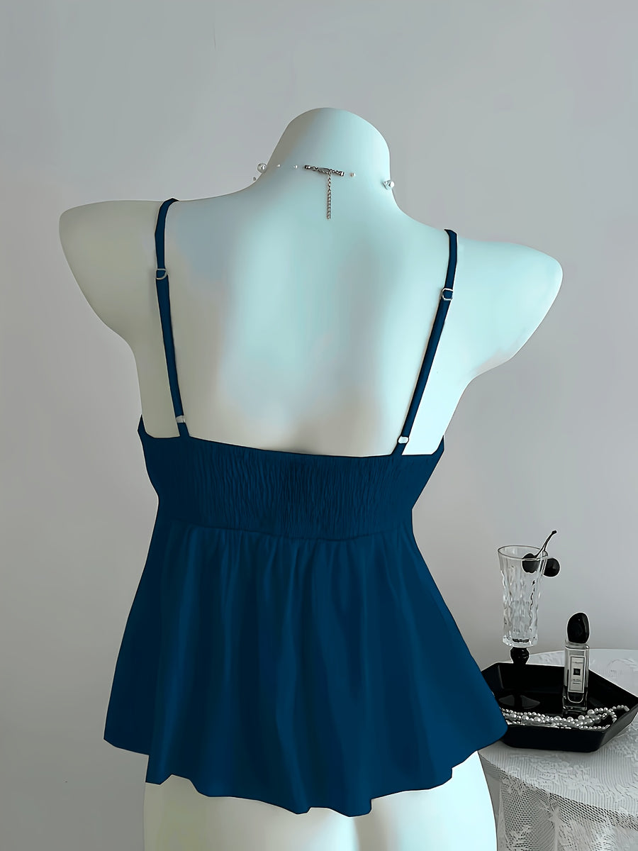 ZLLZ Women'S Cute Solid Color Cami Top, Summer - Navy Color