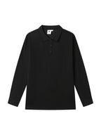 High-End Business Casual Men'S Long Sleeve Polo Shirt - Black