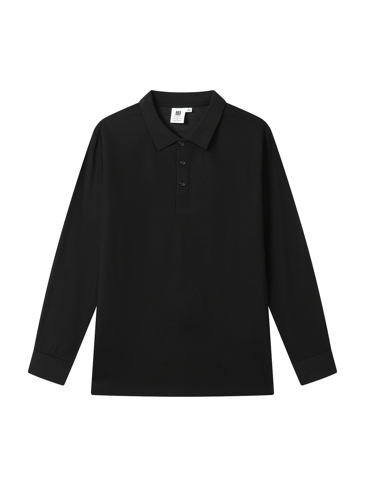 High-End Business Casual Men'S Long Sleeve Polo Shirt - Black