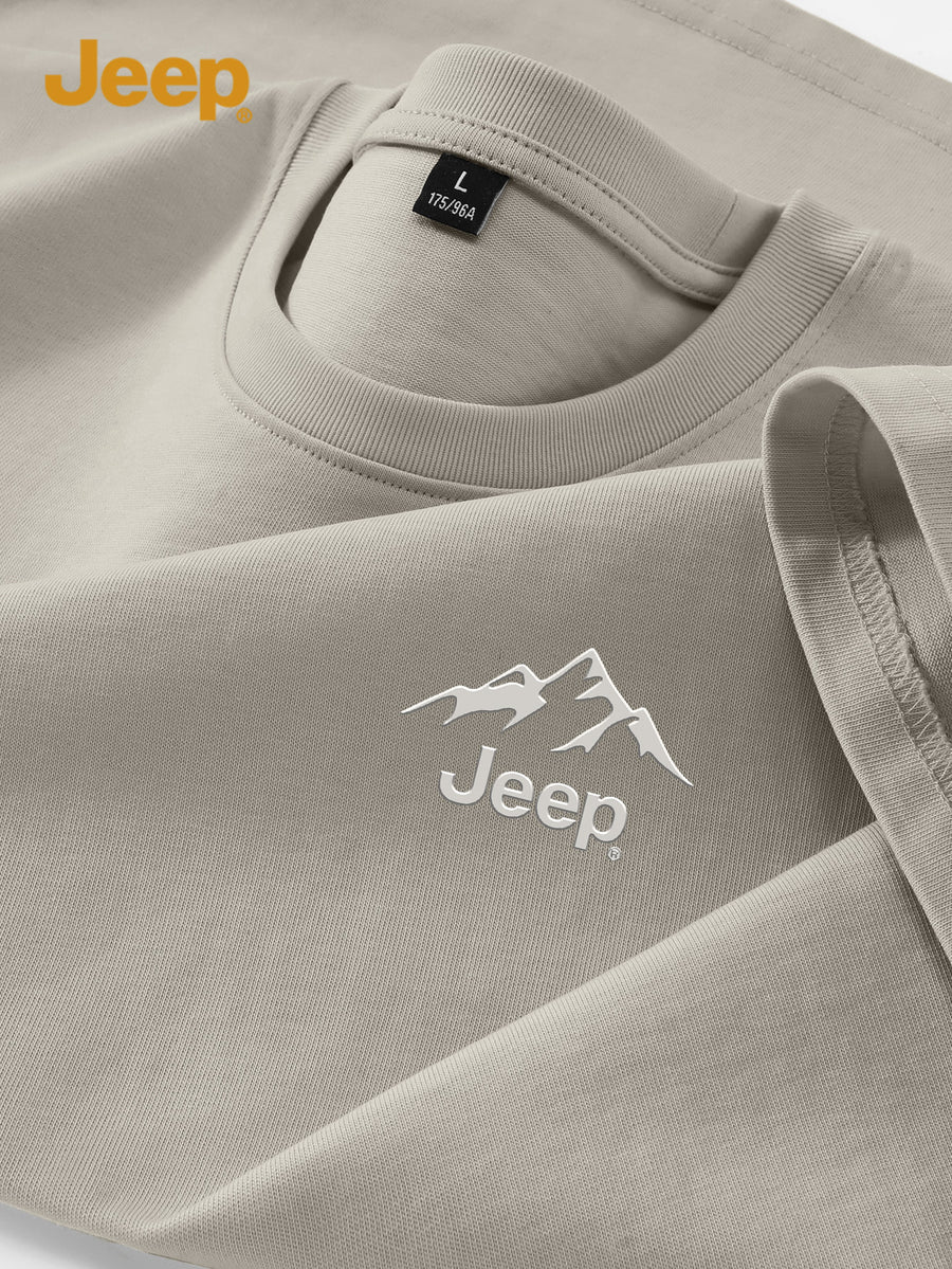 JEEP Men'S 100% Short Sleeve T-Shirt, Casual Fashion Comfort Sports Tee for Summer - 【Light Grey】