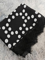 Muslim Polka Dot Print Lace Cardigan 8401 with Headscarf - Black