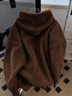 Autumn and Winter New Fleece Hoodie - Dark Brown