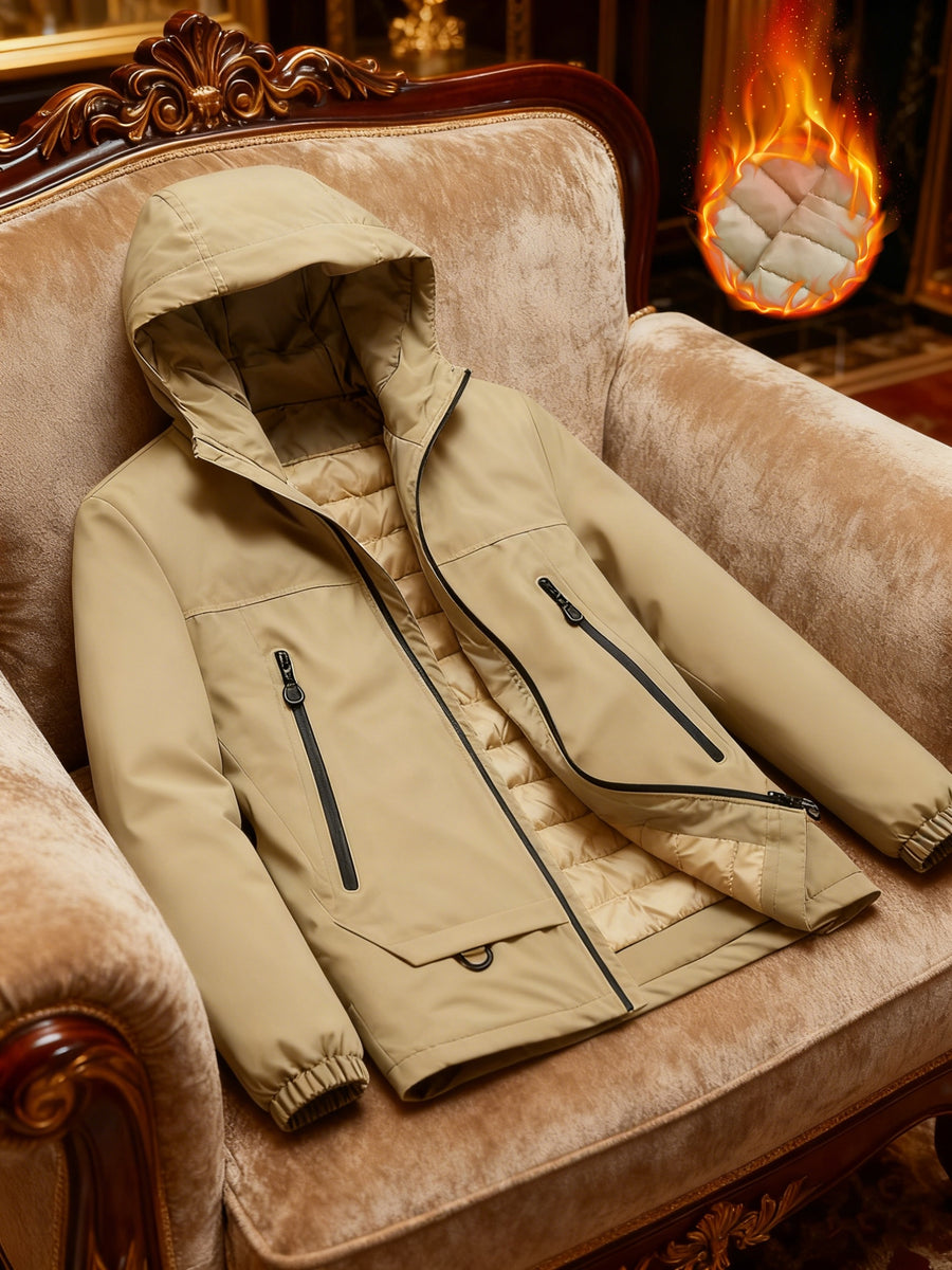 2025 New Heavy Jacket Autumn Winter Thick Warm Direction Very Thick Coat Men'S Fashion Hooded Cold-Proof Jacket Multi-Pocket Outdoor Activity Top in Stock - Khaki