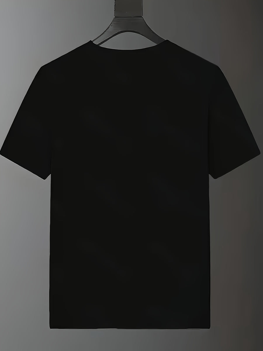 Boy's Patterned Print T-Shirt- Designed for Happy Young People, Featuring Colorful Smiling Faces, Short-sleeved, Round-neck, Casual Summer T-shirt, Made of Soft Knitted Fabric, Perfect for Casual Wear, Young People's T-shirt, Playful Patterned T-shir - Black