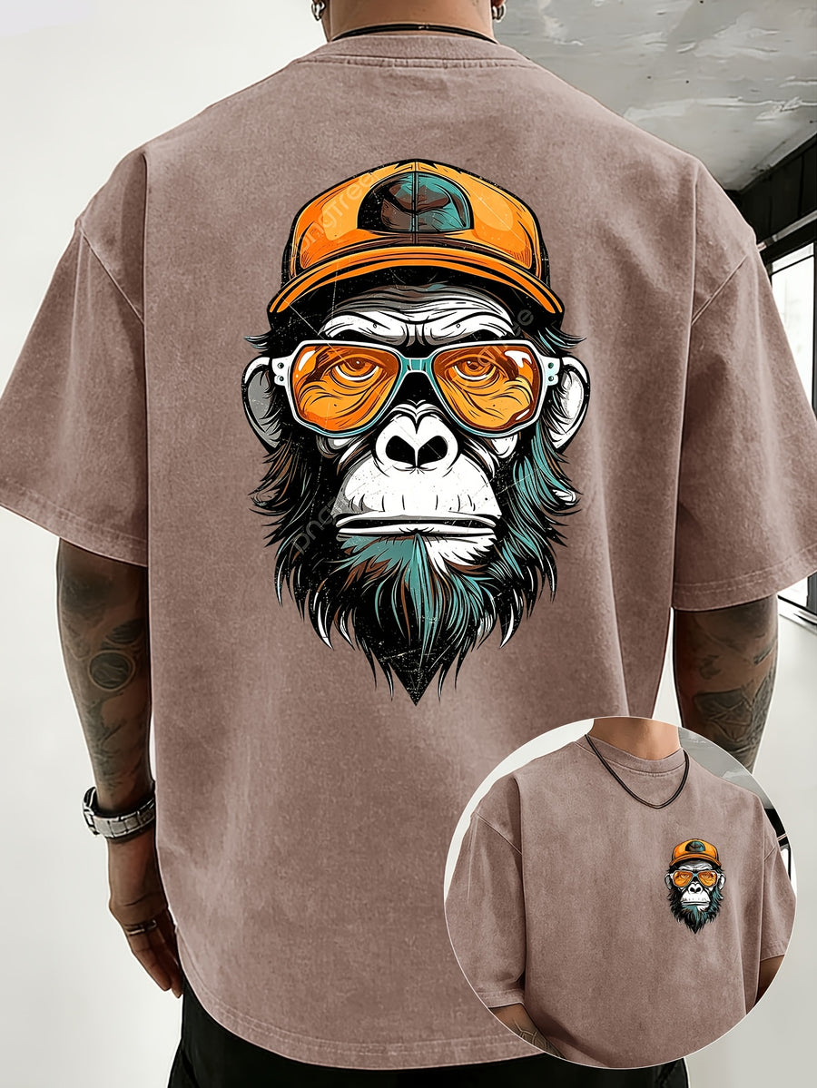 Summer Hot Item Unisex T-Shirt, Retro Distressed Style And Super Good Look! Pure Main Material, Breathable And Skin-Friendly, Comfortable to Wear, Suitable for Casual Commute, Sports Fitness, Outdoor Travel. Double-Sided Positioning Print - Brown