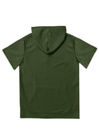 CONQUER ALL Men's Waffle Knit Short-Sleeve Hooded Sweatshirt with Comfortable Print and Drawstring, Short-Sleeve T-Shirt with Pocket, Summer Casual Fashion Men's Apparel, Suitable for Outings and Home Wear, Suitable for Daily and Formal Wear - fern green