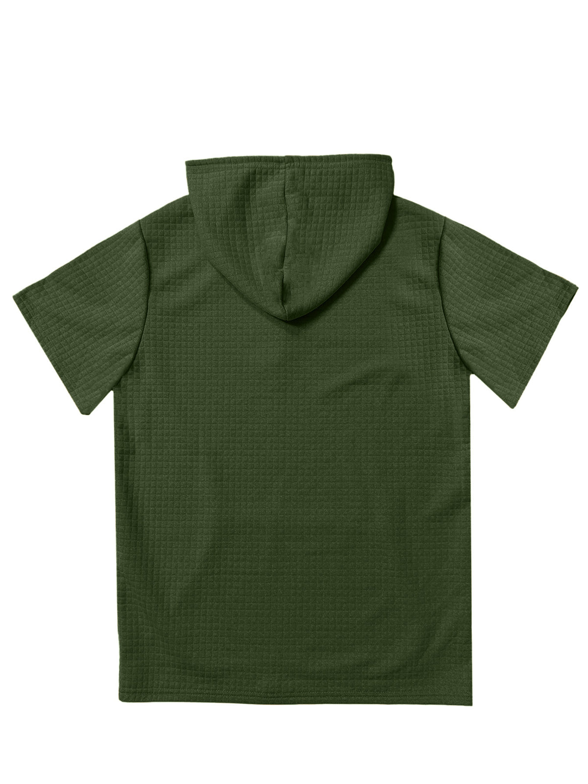 BRIEFING Men's Waffle Knit Short Sleeve Hoodie Top, Comfortable Printed Drawstring Sweatshirt T-Shirt with Pocket, Summer Casual Fashion Men's Apparel, Suitable for Outings and Home Wear, Suitable for Daily and Formal Wear, Simple Summer Fashion - fern green
