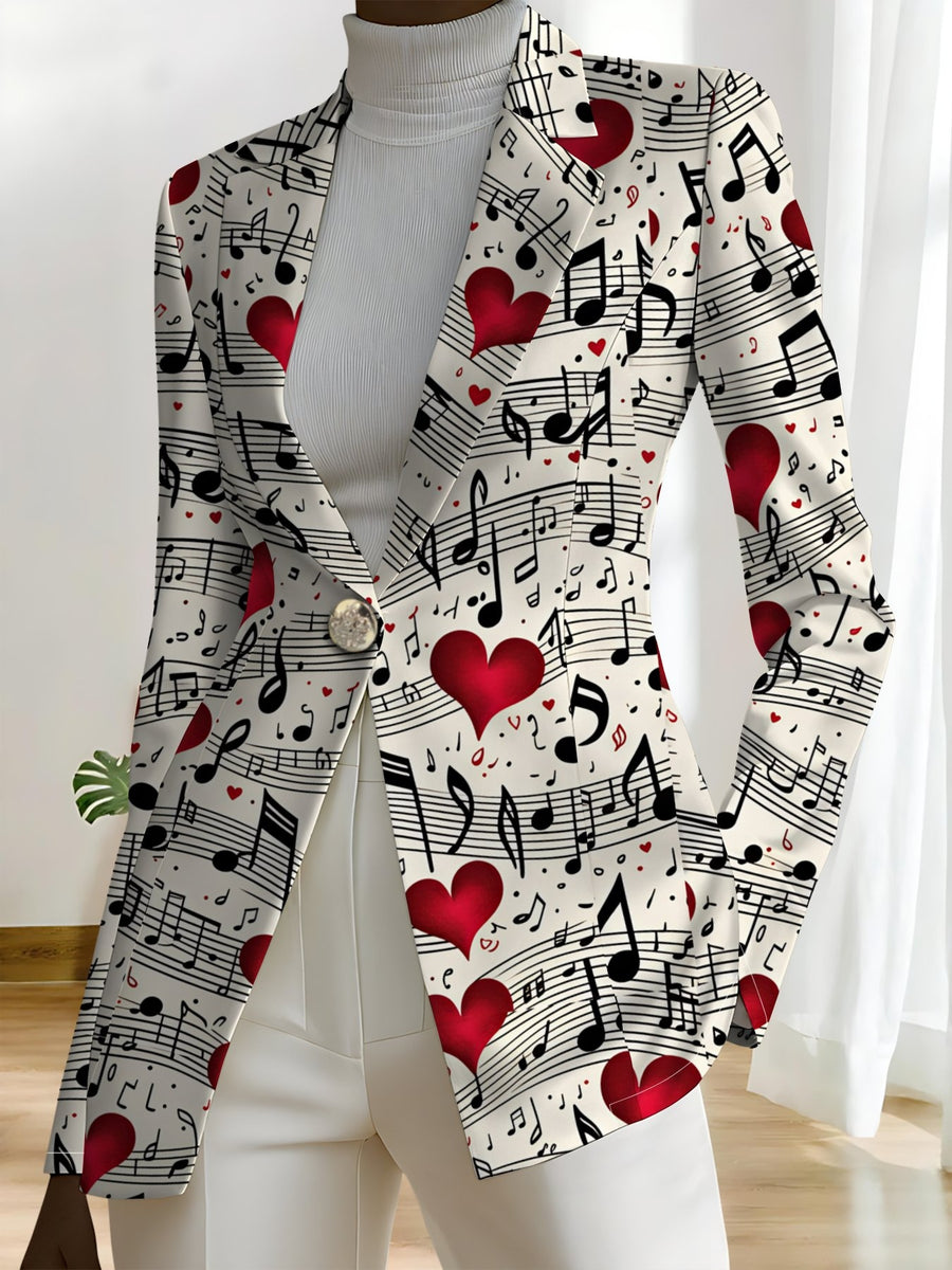 This Stylish And Elegant Women'S Blazer Is Designed Specifically for Spring And Autumn. As a Versatile Lapel Jacket, It Is Suitable for a Wide Range of Occasions, Offering a Look That Is Both Creative And Highly Fashionable - Blue background red
