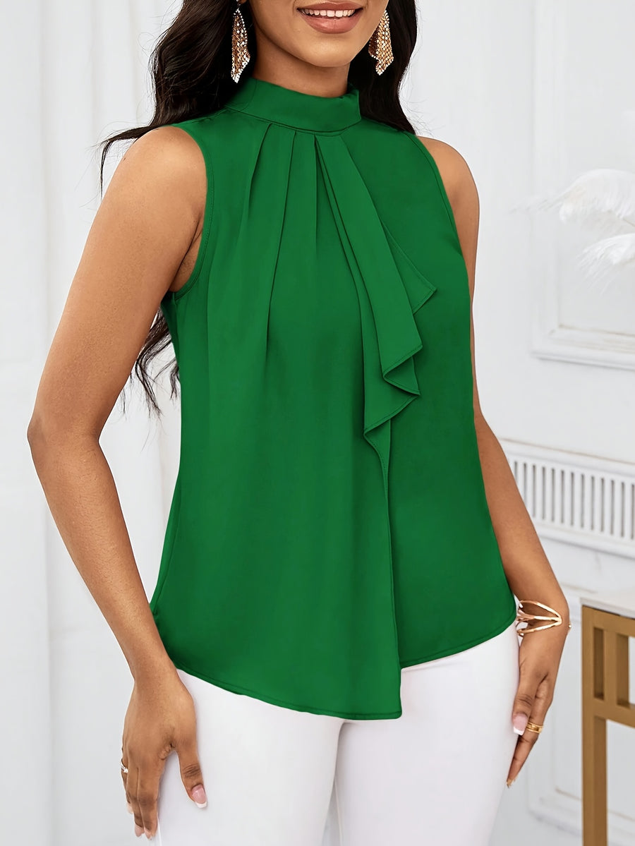 Women'S Fashion Sleeveless Short Sleeve Top - Green