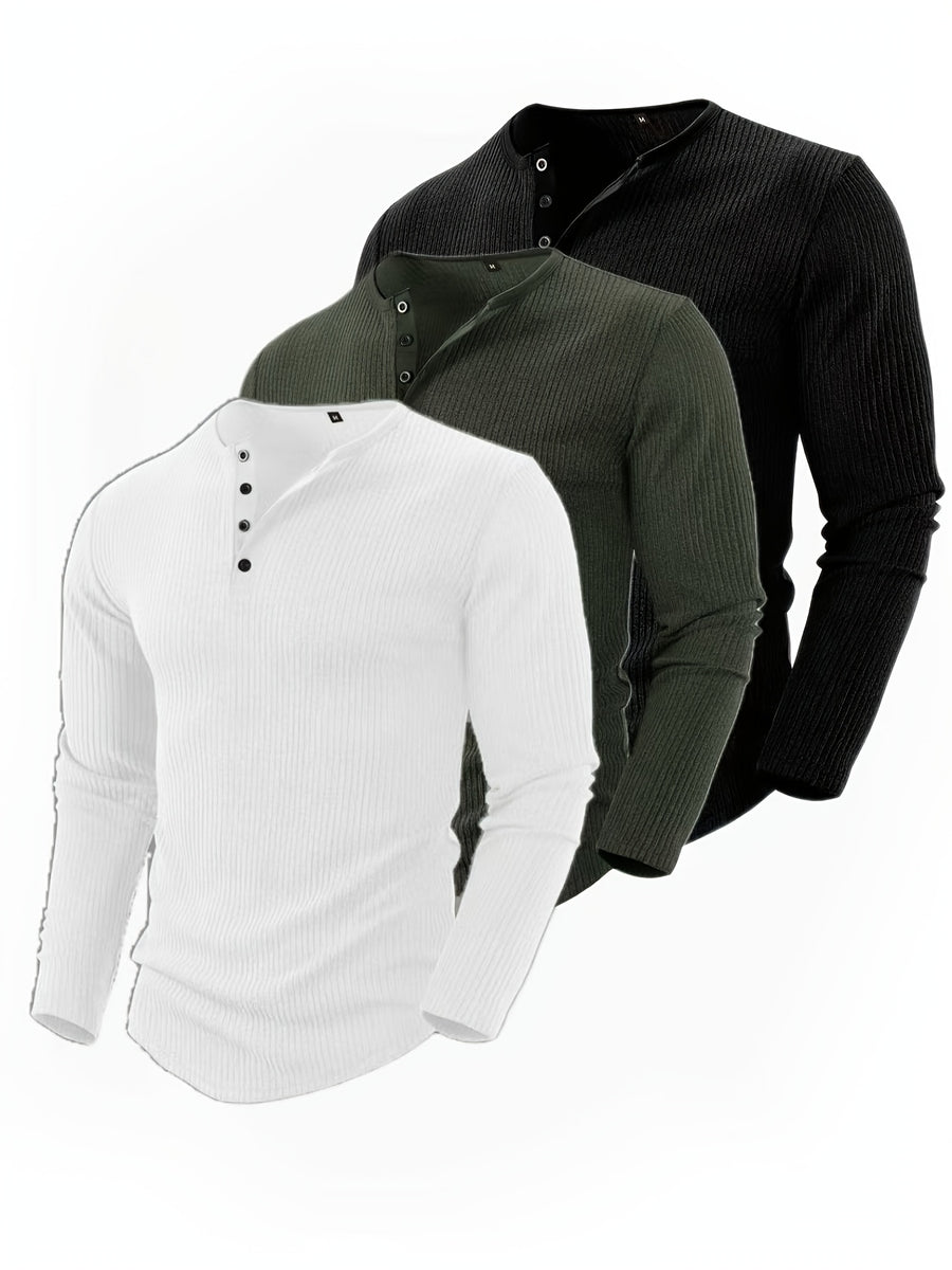 3pcs Set of New Autumn Knit Tops - White+Military Green+Black
