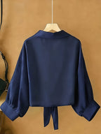 New Batwing Cardigan Short Casual Chiffon Shawl, Sunscreen Breathable Solid Color Women'S Shirt - Navy Color